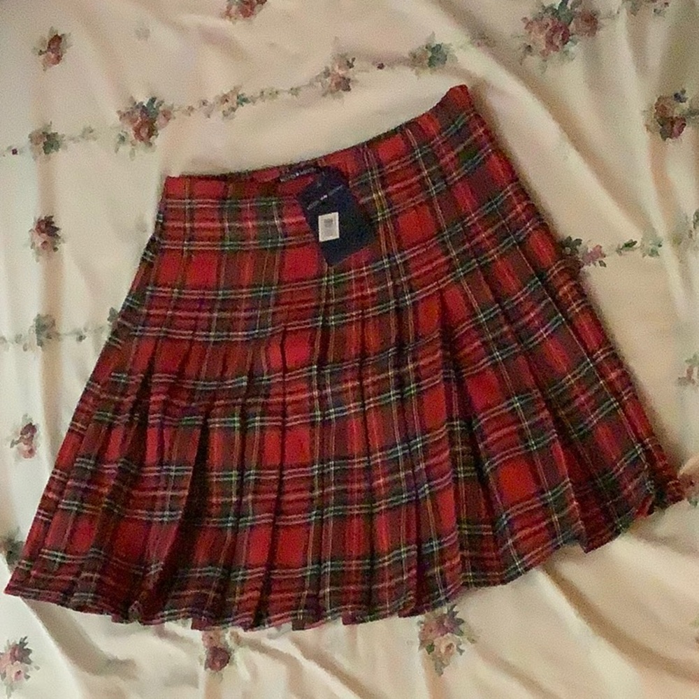 Rare Brandy Melville Red Plaid Dana Skirt